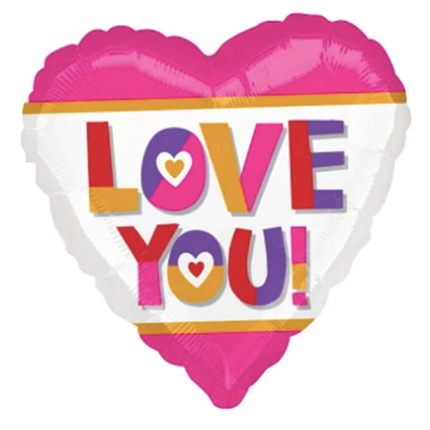 "Color Block Love You" helium balloon - a radiant declaration of love in colorful blocks.