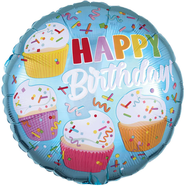 "Cupcake Fun" helium balloon - whimsical cupcake design to sweeten any celebration.