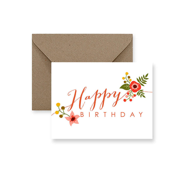 A unique card that says “Happy Birthday” in an aesthetic and cute lan