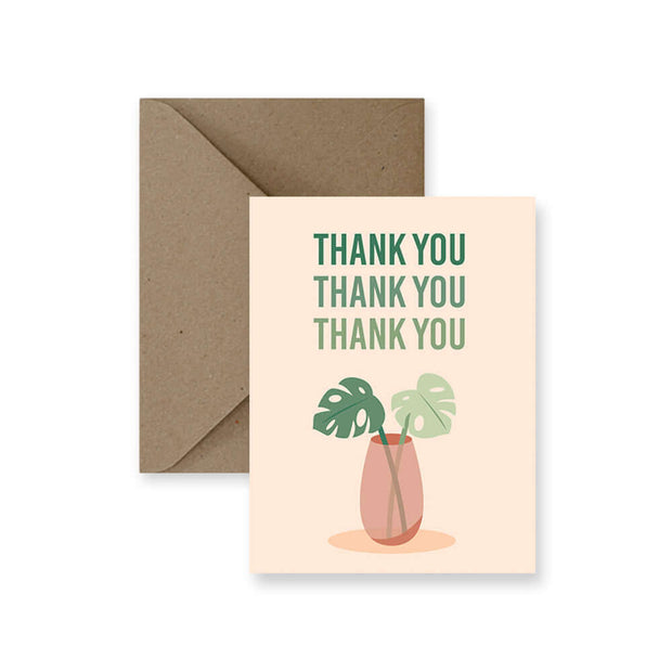 You know it’s a good thank you card when you feel good about sending it off to a friend. You can’t help but smile when you look at the illustration of the monstera plant on the front. 