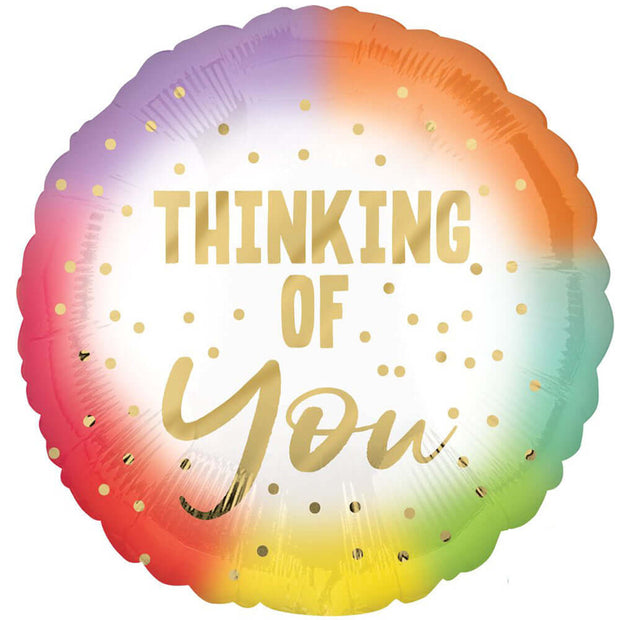 "Thinking of You Ombre" helium balloon with a gradient design, perfect for conveying thoughtful messages.